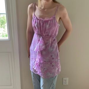 Pink limited too crystal butterfly braid tank dress 18 xl